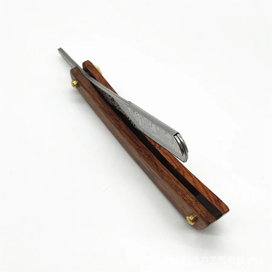 

5 Pieces Damascus Pattern Barber Manual Shaver Straight Edge Stainless Steel Sharp Razor Folding Shaving Razor Tool G0121