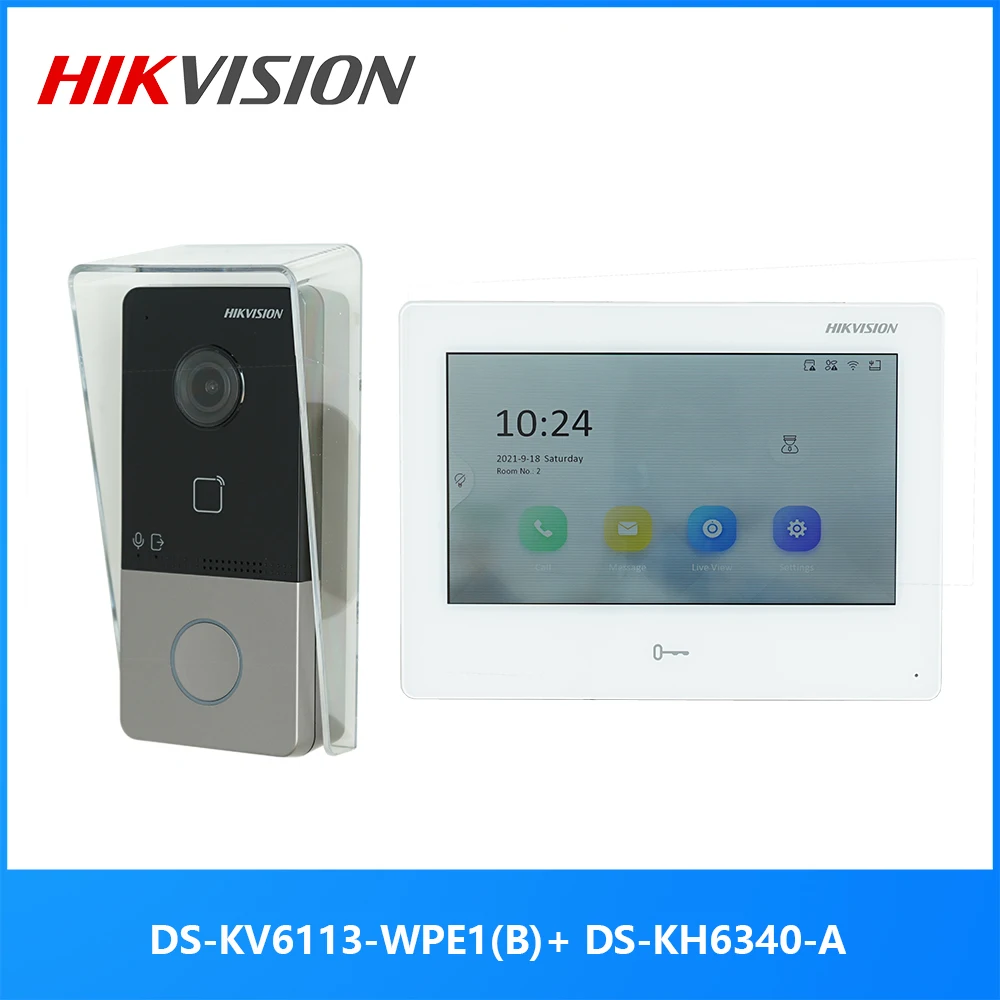 

Мультиязычный комплект видеодомофона HIKVISION, включая DS-KV6113-WPE1(B) и DS-KH6340-A, видеодомофон, водонепроницаемый, поддержка карт