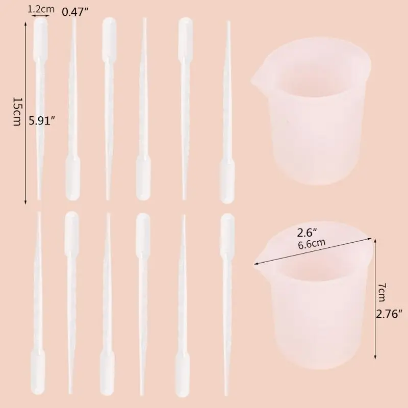 

13MC 14Pcs Silicone Mixing Cup Epoxy Resin Silicone Measuring Cup Plastic Dropper Kit