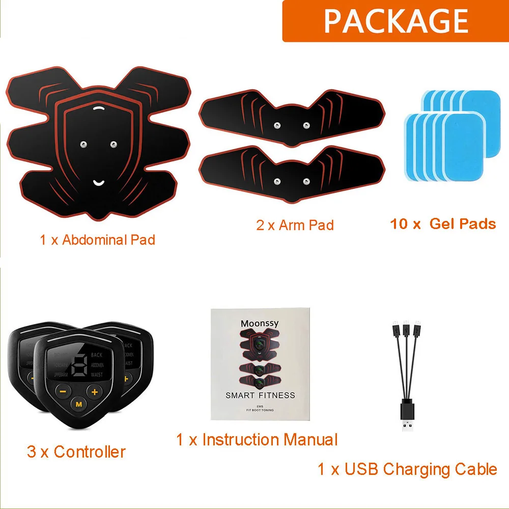 Ems Abs тренажер для стимуляции мышц электростимулятор с ЖК-дисплеем мужчин женщин