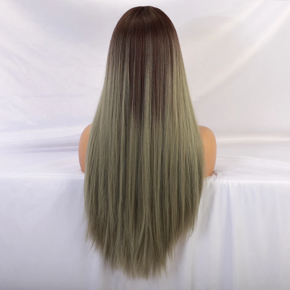 Парик блонд Единорог длинный прямой синтетический с эффектом омбре светлый