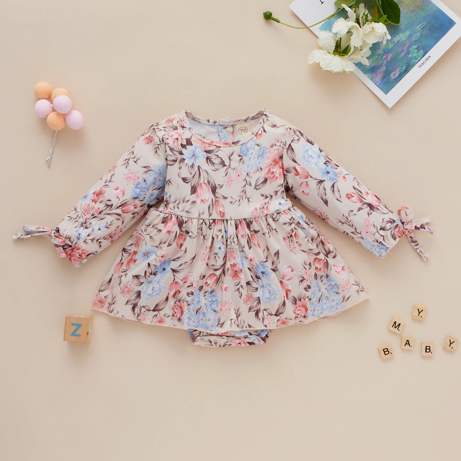 

Baby Clothing Newborn Floral Printed Long Sleeves Romper Dress Toddler Girls Spring Autumn Cotton Bodysuit 6-24 Months