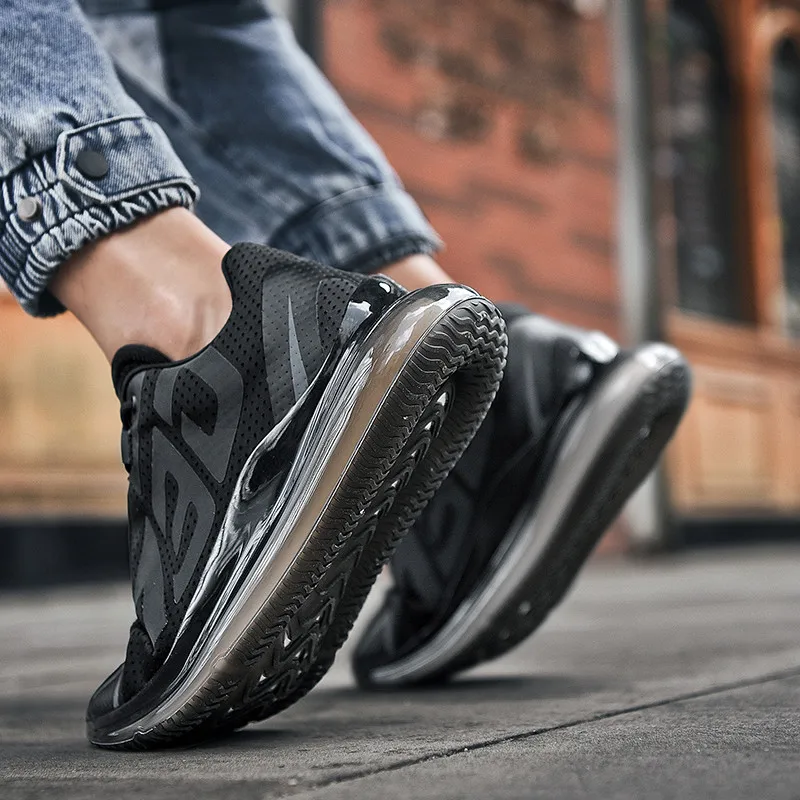 

Men Air Cushion Sneakers Rubber Skidproof Outsole Running Shoes Breathable Mesh Orange Vamp Male Sports Jogging Shoes