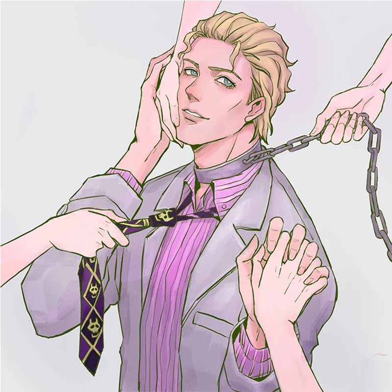 Аниме JoJo Необычные Приключения галстук убийца королева Кира Yoshikage череп Шея