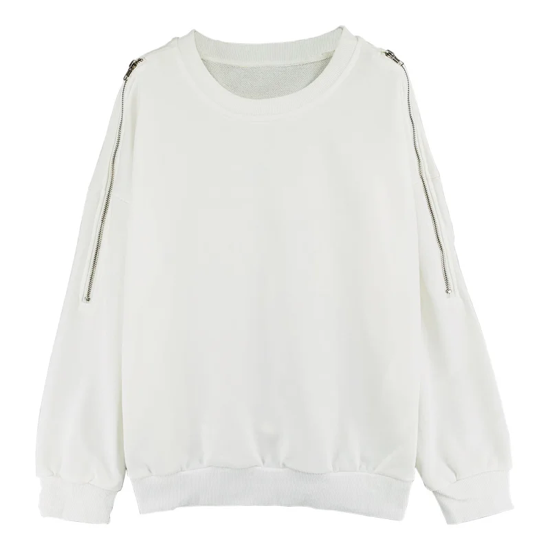 

New Zipper Off Shoulder Loose White Women Tops 2020 Fashion Plus Size Women Shirts Blouses Cotton Long Sleeve Blouse Femme 11979