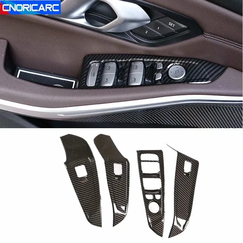 

Car Carbon Fiber Color For BMW 3 Series G20 G28 Window Glass Lifting Buttons Decoration Frame Cover Trim Interior Accessories