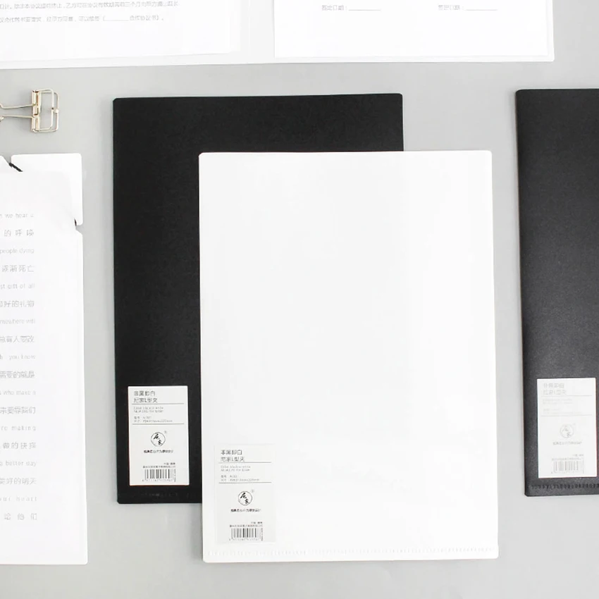 

A4 black white file folder waterproof paper document holder storage clip office supplies school stationery filing products