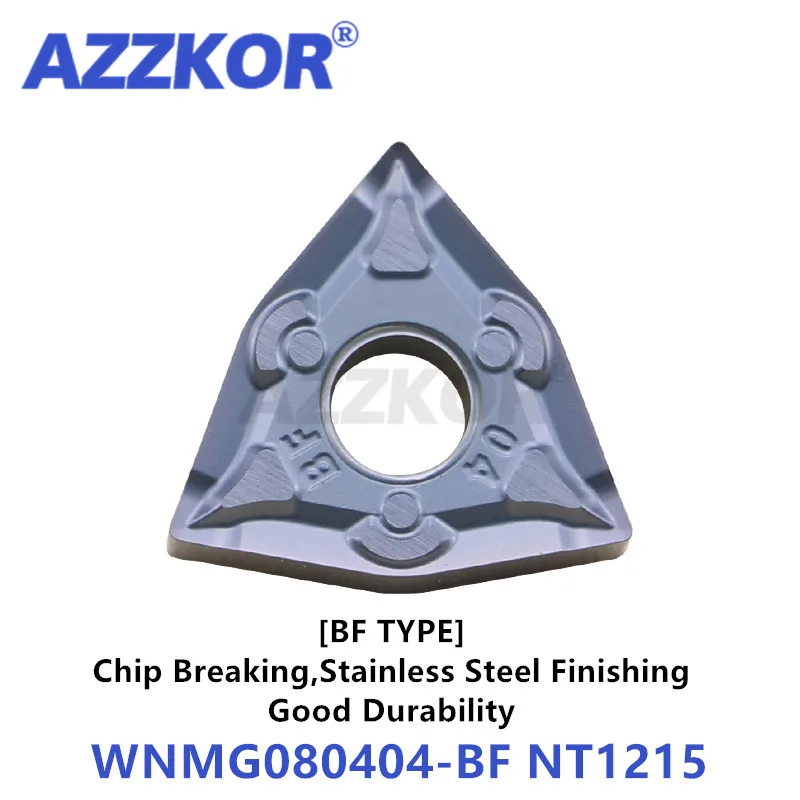 WNMG0804-BF BM NT1215 Turning Tools Inserts CNC Center Lathe For Stainless Steel Processing AZZKOR Peach Carbide Blades 10pcs |