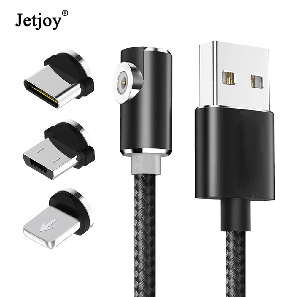 Jetjoy 3 в 1 Сильный магнитный 90 градусов изгиб светодиодный кабель Micro USB type C быстрое