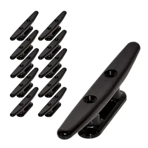 10 Pcs Black Nylon Boat Cleat 6 Inch Rope Cleat Kayak Boat Dock Cleats for Marine Deck Marine Yacht Accessories