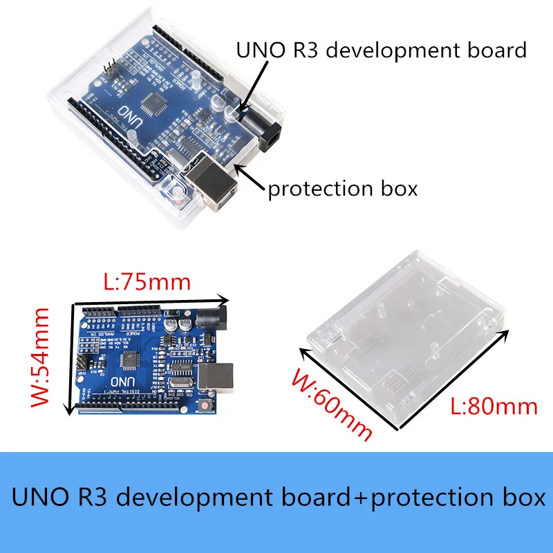 Макетная плата UNO R3 с акриловой защитной коробкой ATmega328P управления модулем Micro