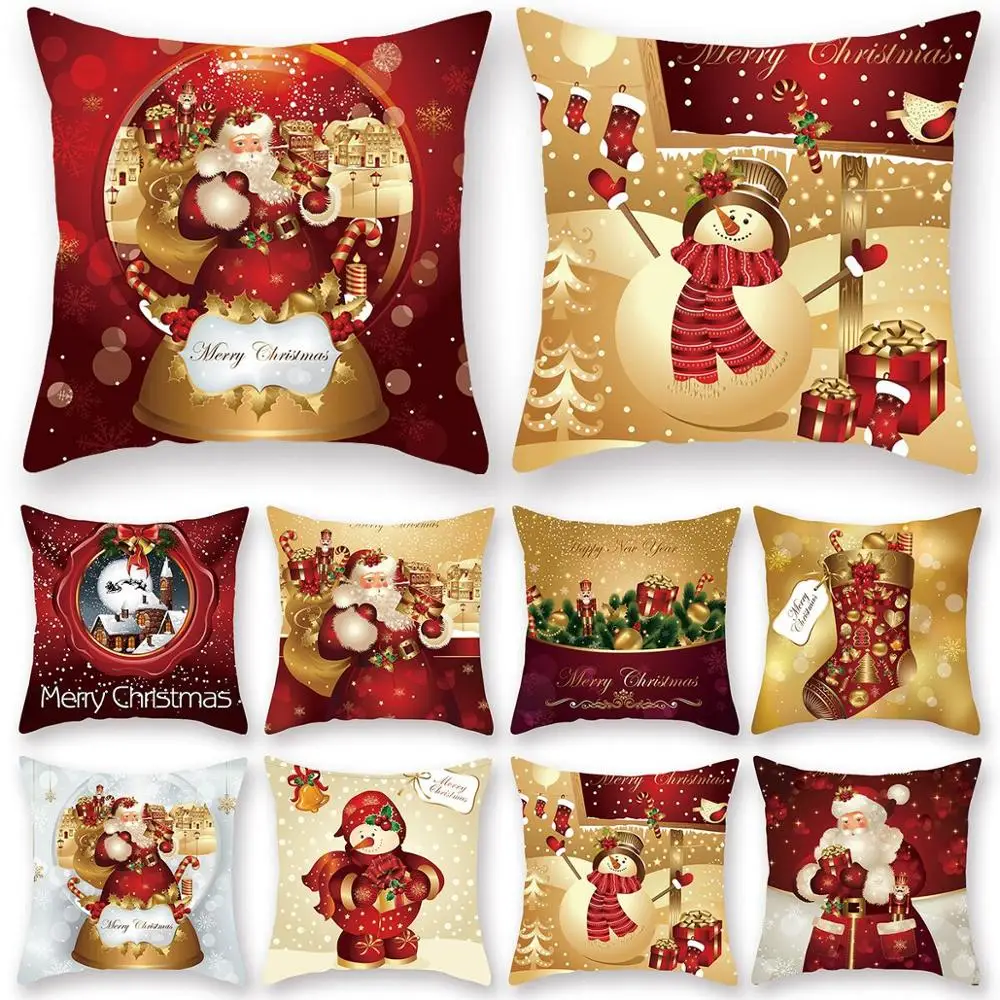 

Christmas Cushion Cover Merry Christmas Decorations for Home 2021 Christmas Ornament Navidad Noel Xmas Gifts Happy New Year 2022