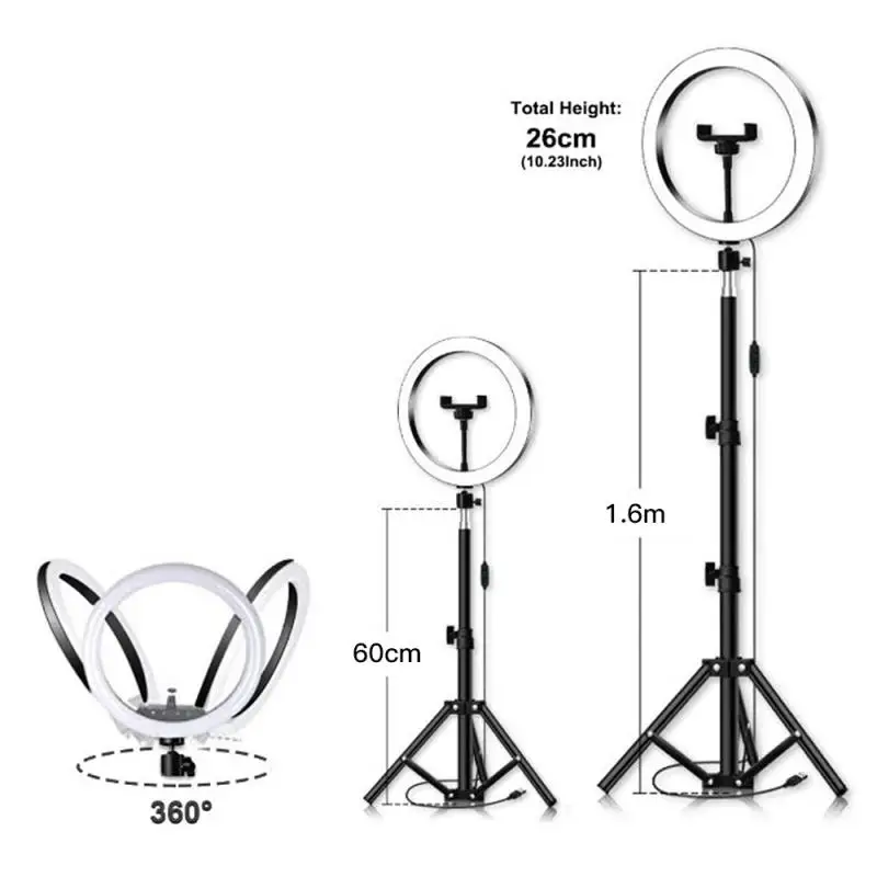 

Photo LED Selfie Fill Light 10inch Dimmable Camera Phone 26CM Ring Lamp With Stand Tripod For Makeup Video Live Studio