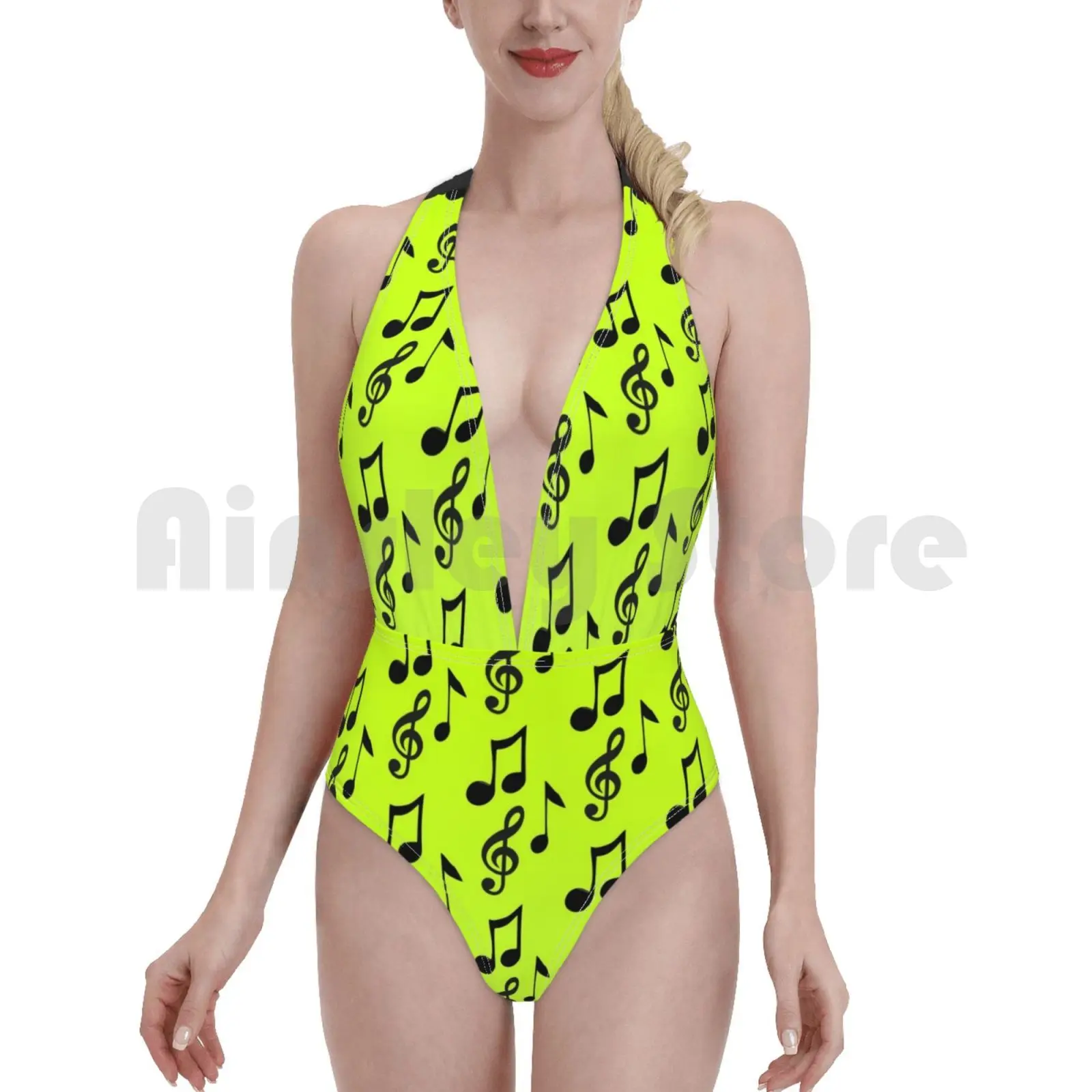 Музыка искусство с музыкальными нотами-купальник для поп-музыки бикини мягкой