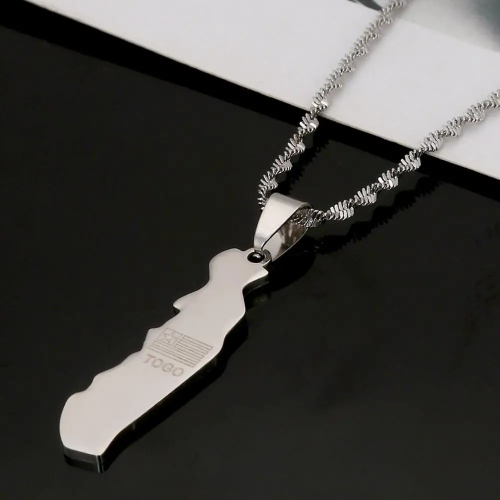 Нержавеющая сталь Золото Цвет Гана карта кулон ожерелья ганское сердце очарование ювелирные изделия Нержавеющая сталь Золото Цвет Гана карта кулон ожерелья ганское сердце очарование ювелирные изделия