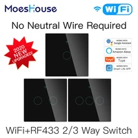 new wifi smart light switch rf433 no neutral wire single fire smart life tuya app control works with alexa google home 220v eu