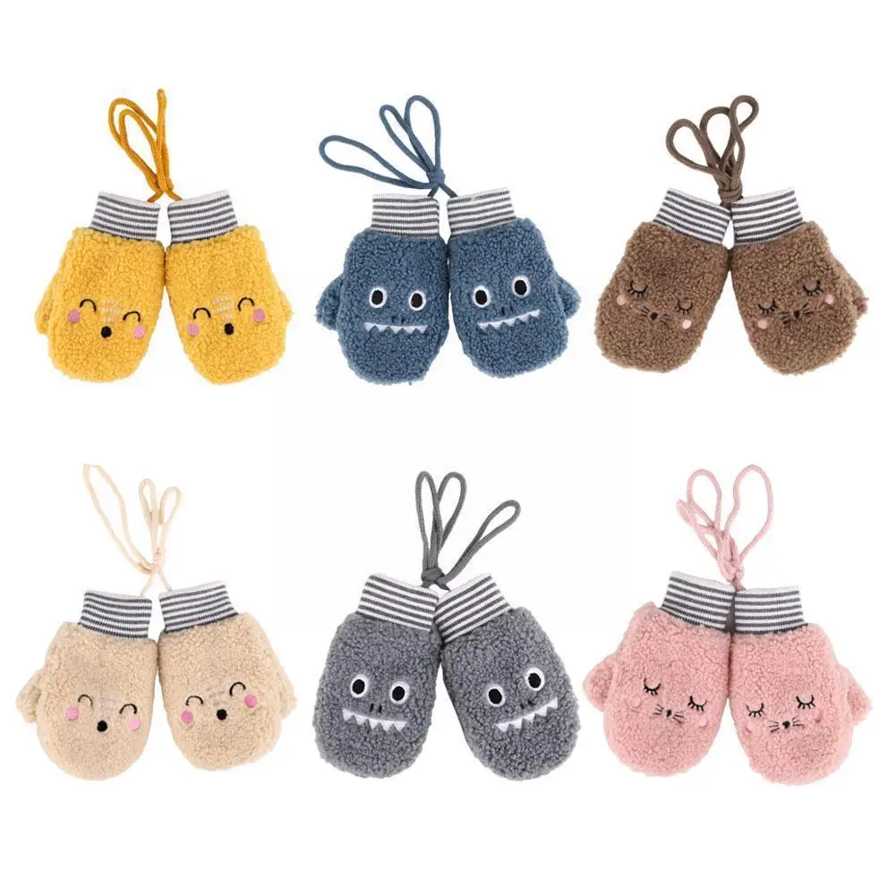 

Новые корейские милые детские перчатки, зимние вязаные плюшевые варежки, бархатные перчатки, плотные теплые детские перчатки для пальцев ...