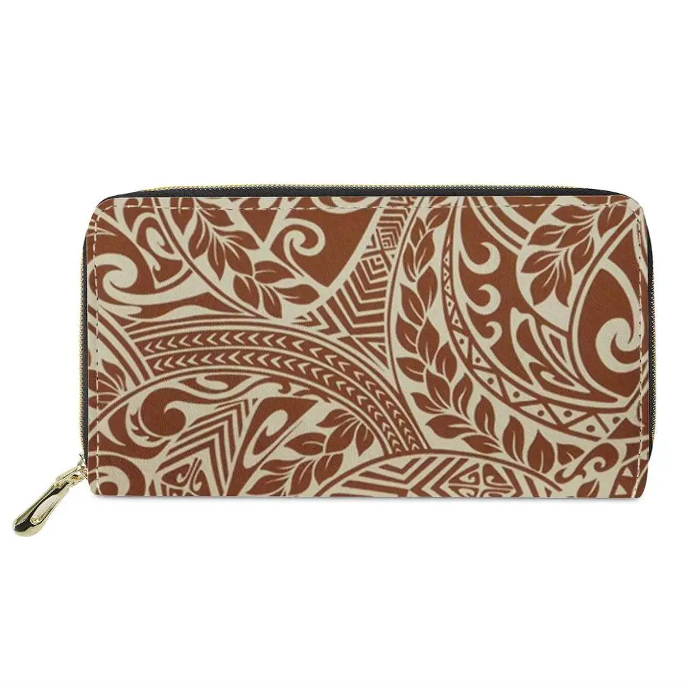 

OEM Drop Shipping Carteira Feminina Travel Pu Leather Coins Wallet Money and Card purse Polynesian tribal style Pattern Low MOQ