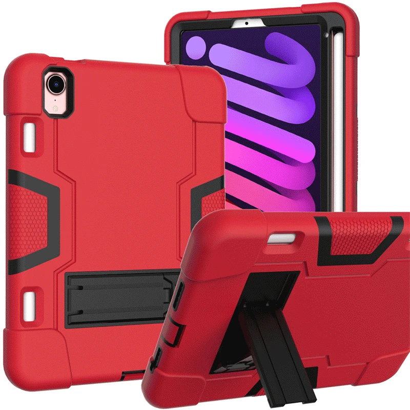 

For ipad mini 6 case 8.3 inch 2021 kids armor stand funda case With Pencil Holder cover For mini6 mini 6th tablet Coque case+pen