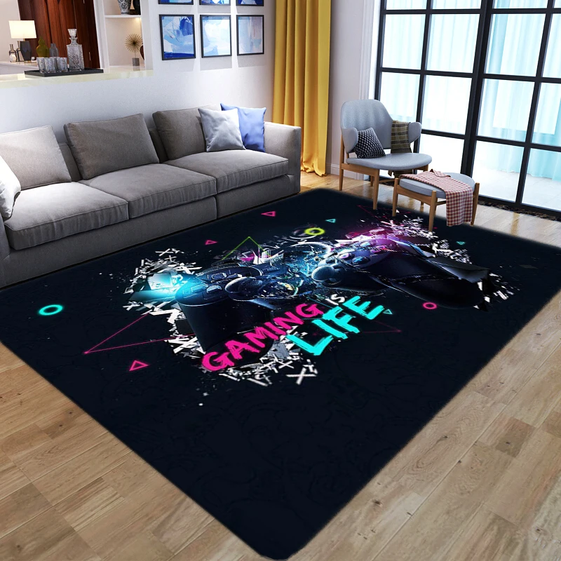 

Cartoon Kids Playing Area Rugs 3D Game Controller Printed Carpets Anti-Slip Child Bedroom Play Crawl Floor Mat Kid Gamer Big Rug