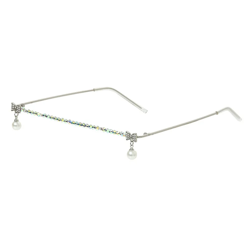 Бант Стразы солнцезащитные очки для женщин Безрамное 2020 алмазное украшение