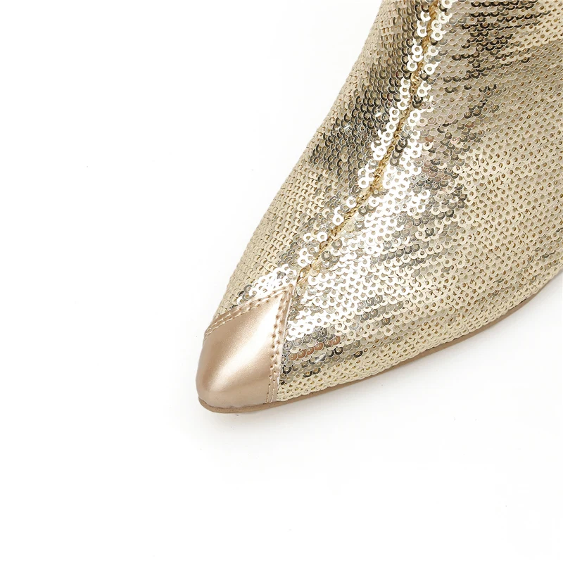 2019 женские блестящие сапоги на высоком каблуке 10 см черные позолоченные каблуки