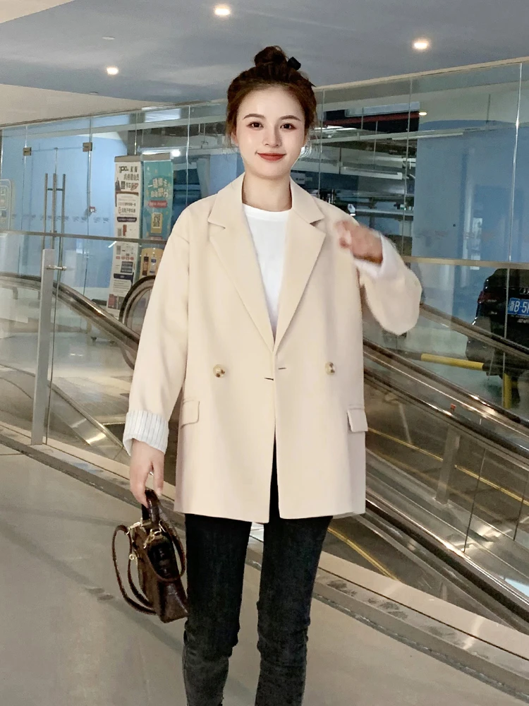 

Womens Notched Lapel Pocket Button Work Office Blazer Jacket Suit Large Size Korean Casual Spring Outerwear For Women