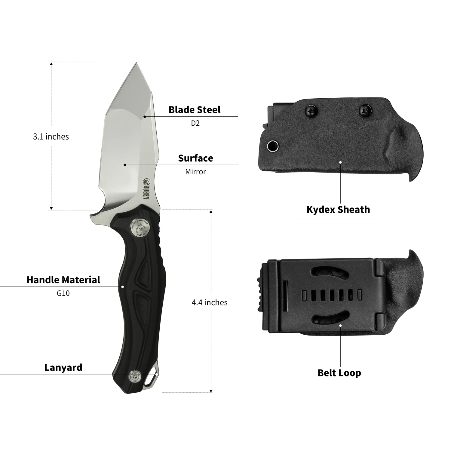 KUBEY KU230 тактический нож с фиксированным лезвием и ножной Kydex D2 лезвие и Ручка G10 для выживания на открытом воздухе самообороны и EDC