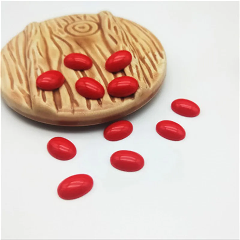 50 шт./лот овальный кабошон с плоской задней стороной из искусственного красного