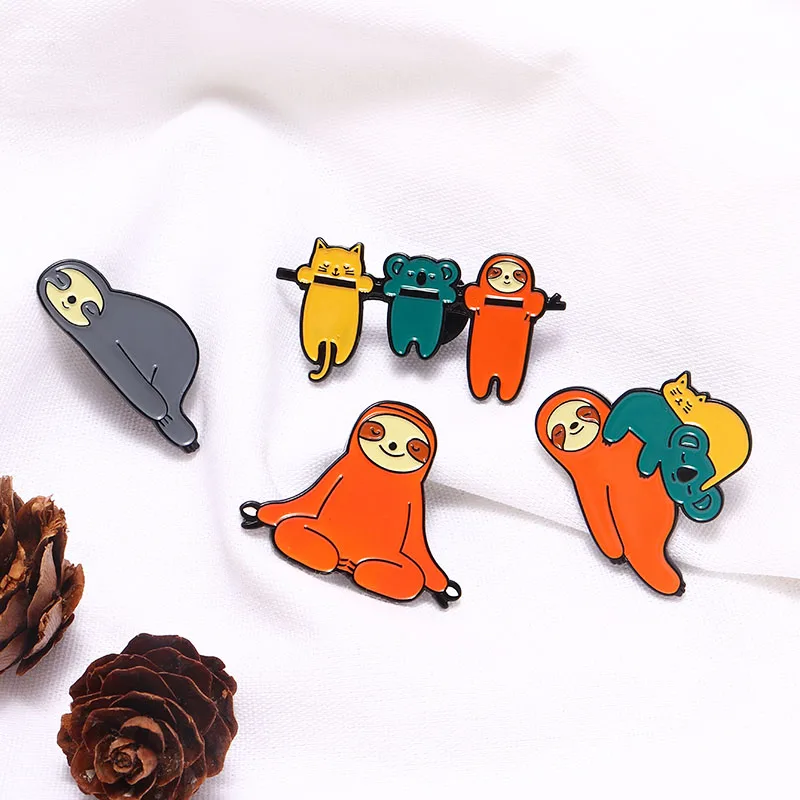 Забавные ленивые милые животные коала значок с изображением кота Броши Булавки