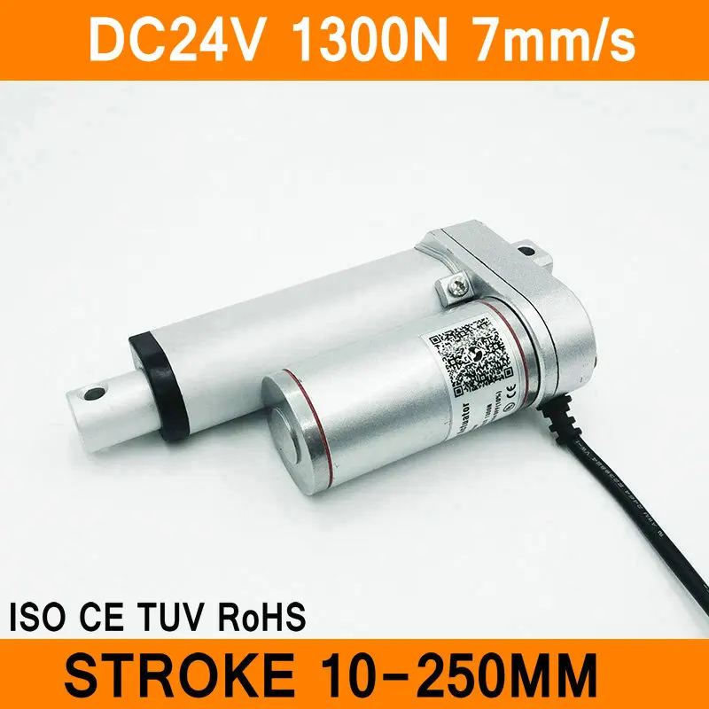 

Linear Actuator 24V DC Motor 1300N 7mm/s Stroke 10-250mm Linear Motion Controller IP54 Aluminum Alloy Waterproof CE RoHS ISO