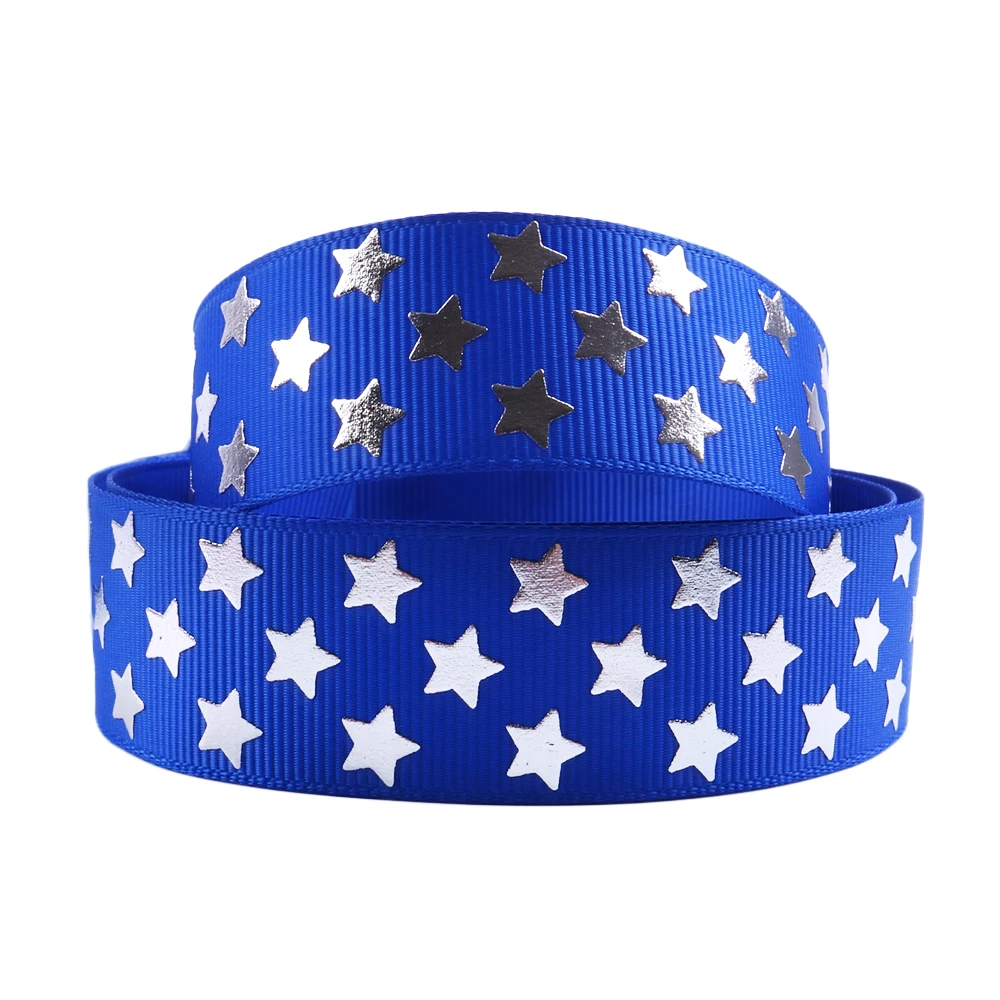 25 мм Звезда Серебряная фольга grosgrain печатная лента Радуга Сделай Сам аксессуары