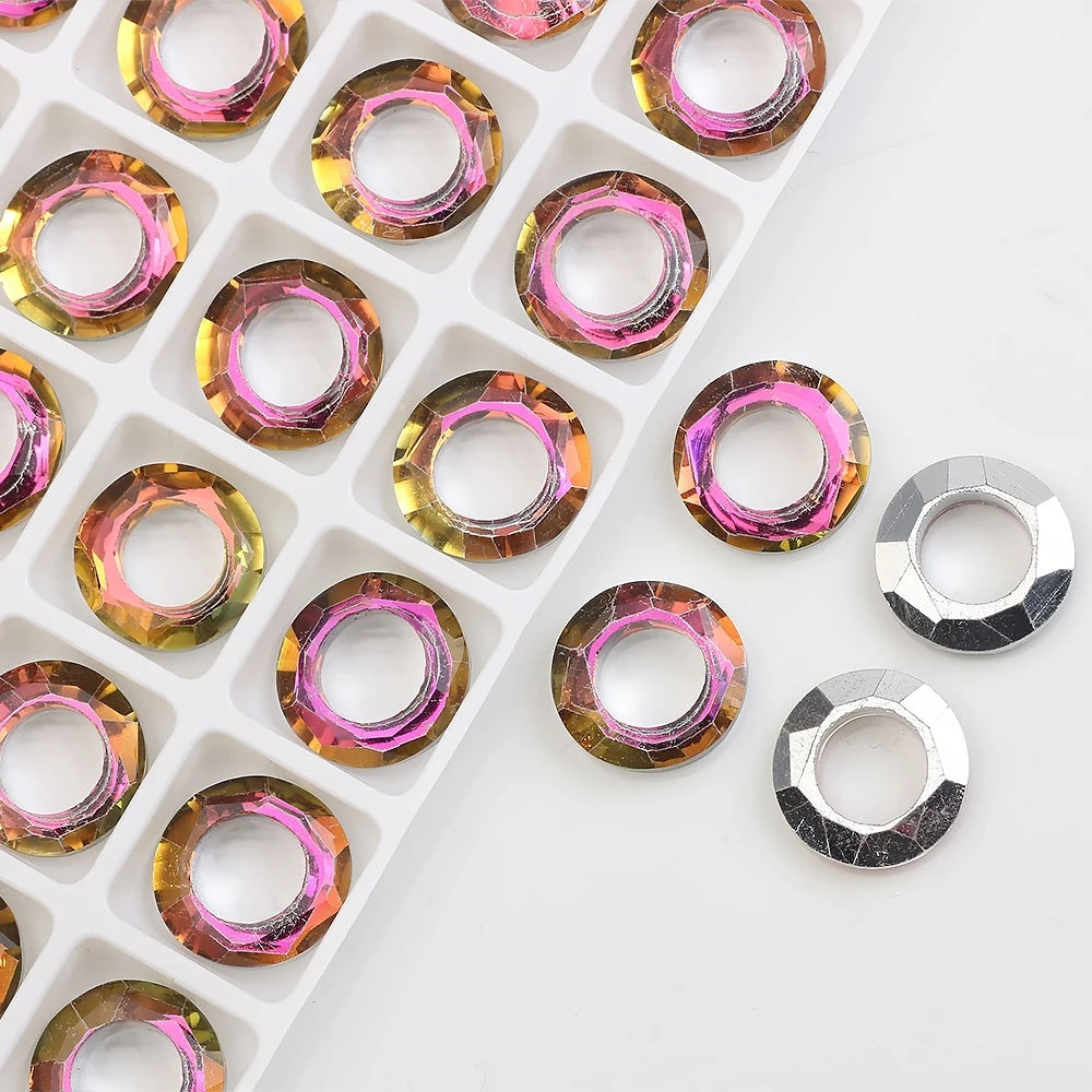 

ZHUBI Glass Flat Round Loose Beads 8/10/14mm AB Crystal With Big Hole DIY Making Charms Women's Bracelet Or Jeweley Design