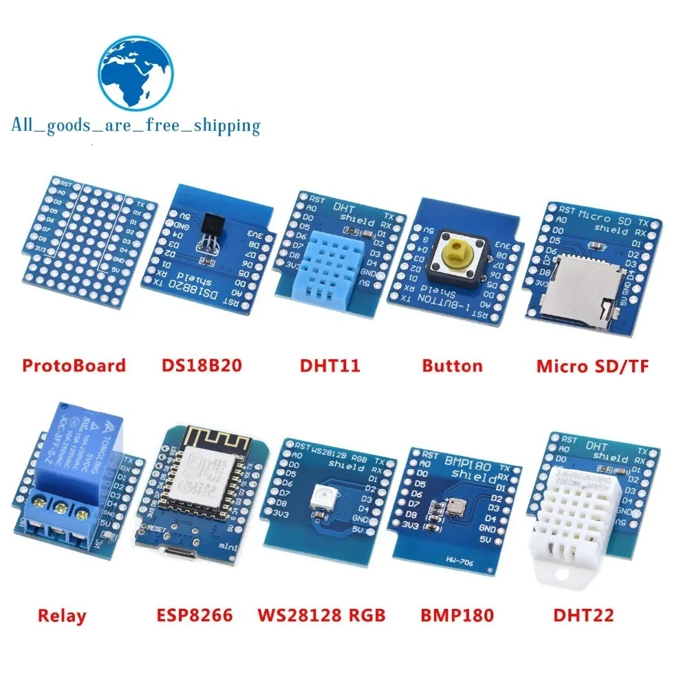 Esp8266 D1 Mini Pro Wifi макетная плата Nodeu Ws2812 Rgb Dht11 Dht22 Am2302 реле Ds18b20 Bmp180 мотор для Wemos Diy Kit
