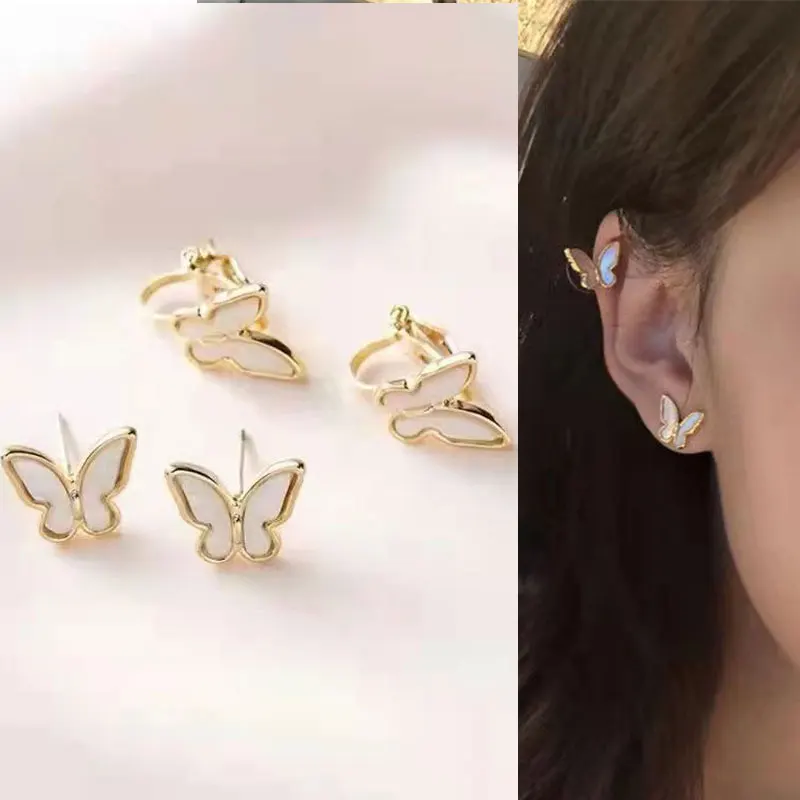 

New Small butterfly earrings for women 2021 trend fashion korean style personality earrings cute ear clip jewelry wholesale bulk