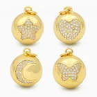 OCESRIO DIY Золотой маленький шар звезда и сердце кулон для женщин ювелирные изделия Луна белые компоненты из камня ожерелье кулон pdta140