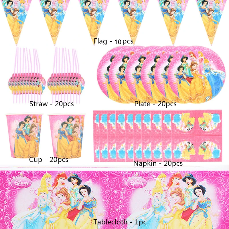 

Мультфильм вечерние поставки Принцесса Тема вечерние посуда, набор детской одежды на день рождения вечерние украшения настольный флаг одн...