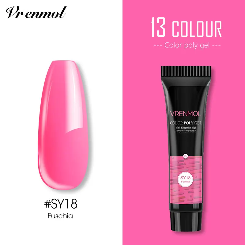 15ml SY18 Vrenmol Poly гель Semic Перманентный не чистый лак верхнее Базовое покрытие гель лак верхнее покрытие Базовое покрытие основа прозрачный гель лак - Цвет: 15ml SY18