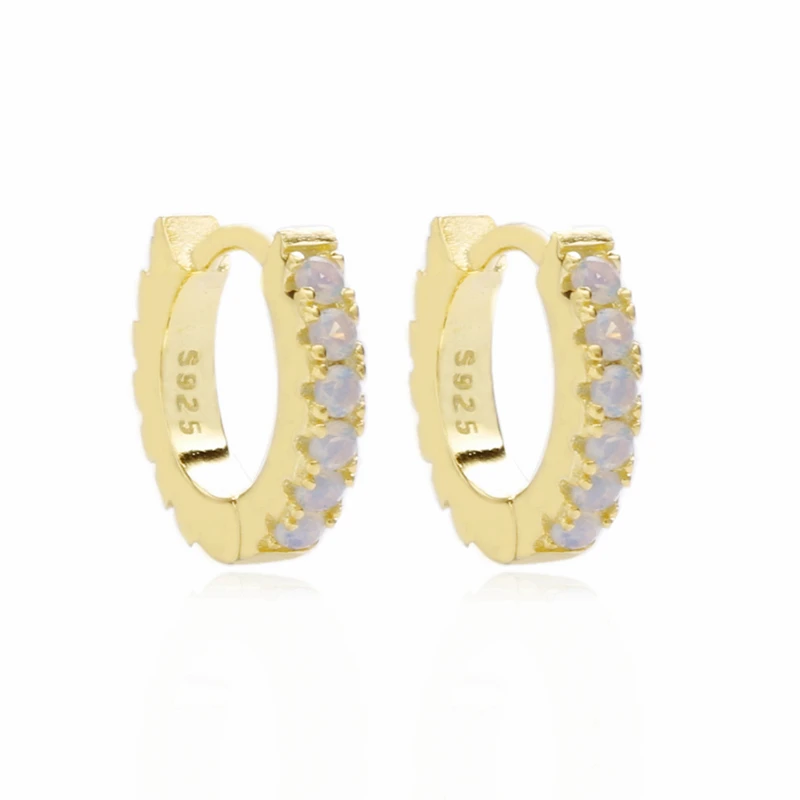 Opal Earring Moonmory модные серьги-кольца для женщин 925 пробы опал в серебряной оправе Huggies Серьги-кольца для женщин серьга со змеями 16 цветов - Окраска металла: Opal Earring