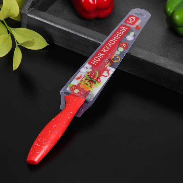 Нож с антиналипающим покрытием Доляна Зефир для овощей цвет красный