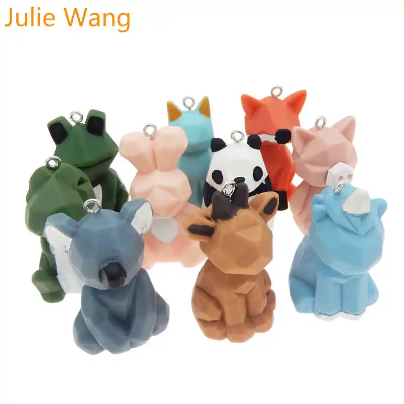 Julie Wang Смола Геометрические Животные очарование мультфильм панда Кот свинья