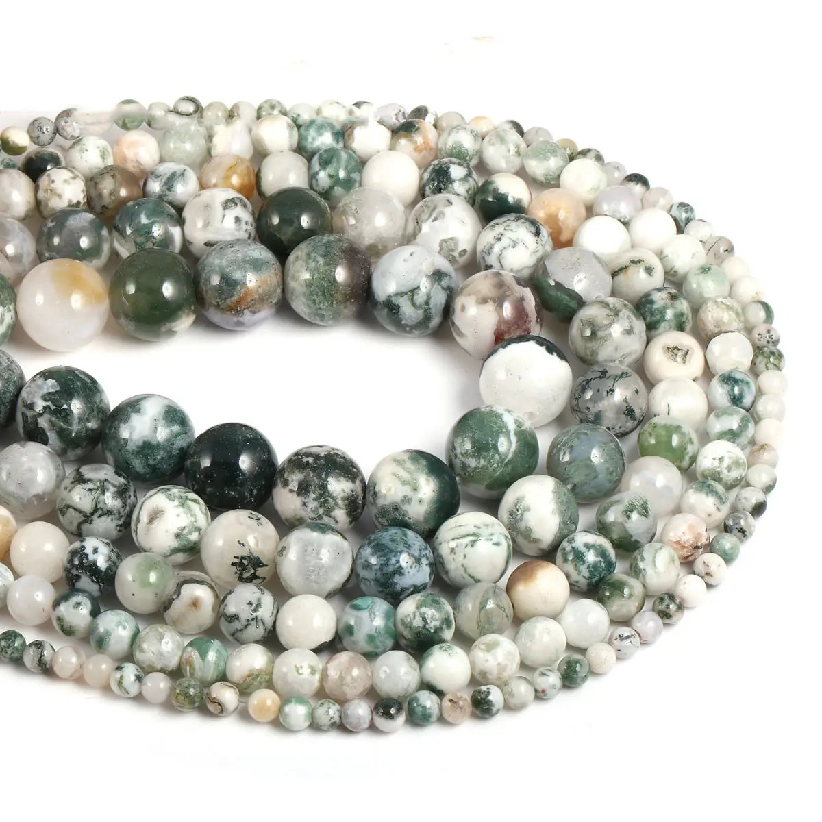 

New Natural Stone Tree Dendritic Agat Round Loose Beads Ffor DIY Elegant Necklace Bracelet Jewelry Making Isolation beads