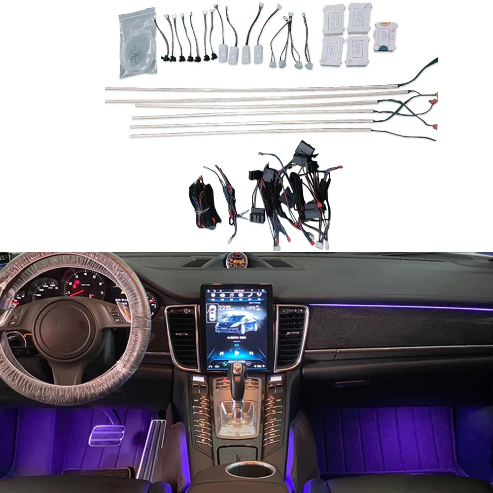 

Factory Popular Classic Style Fiber Optic Atmosphere Light 64 Colors Luminous Screen Control Ambient Light For Porsche Palamela