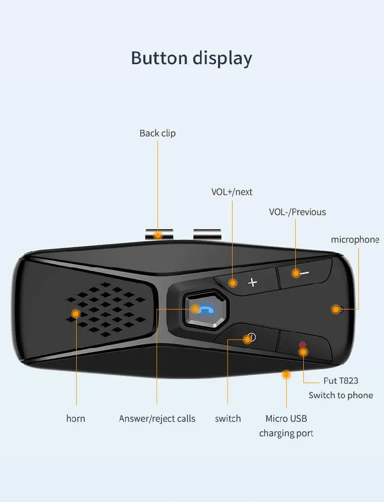 HiMISS Car Sun Visor Bluetooth Hand-free Seven Languages Audio Receiver | Автомобили и мотоциклы