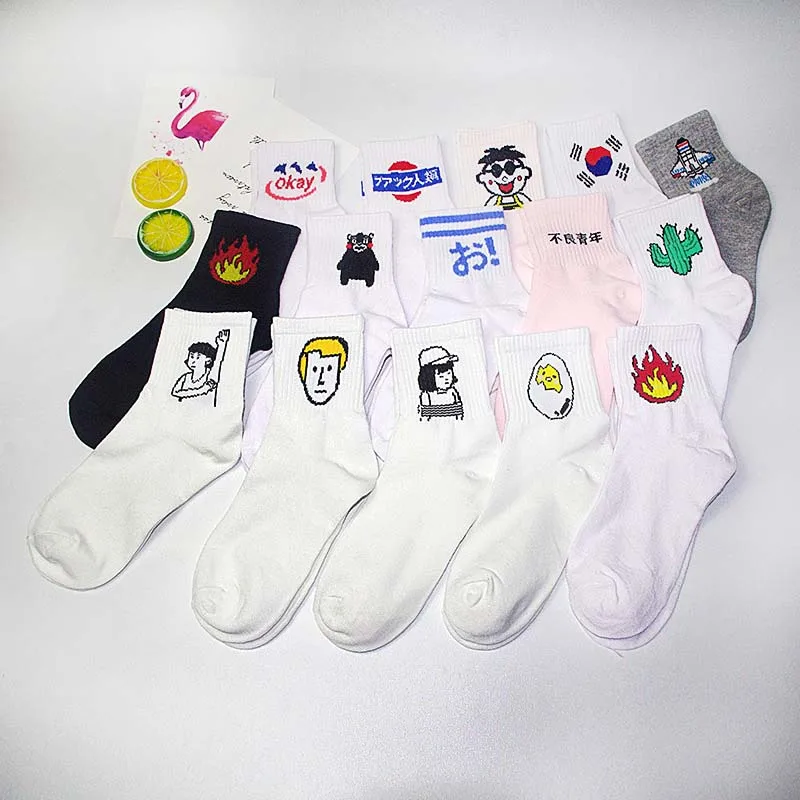 Женские носки на каждый день Harajuku Корея японский хлопок котенок пламя Ulzzang
