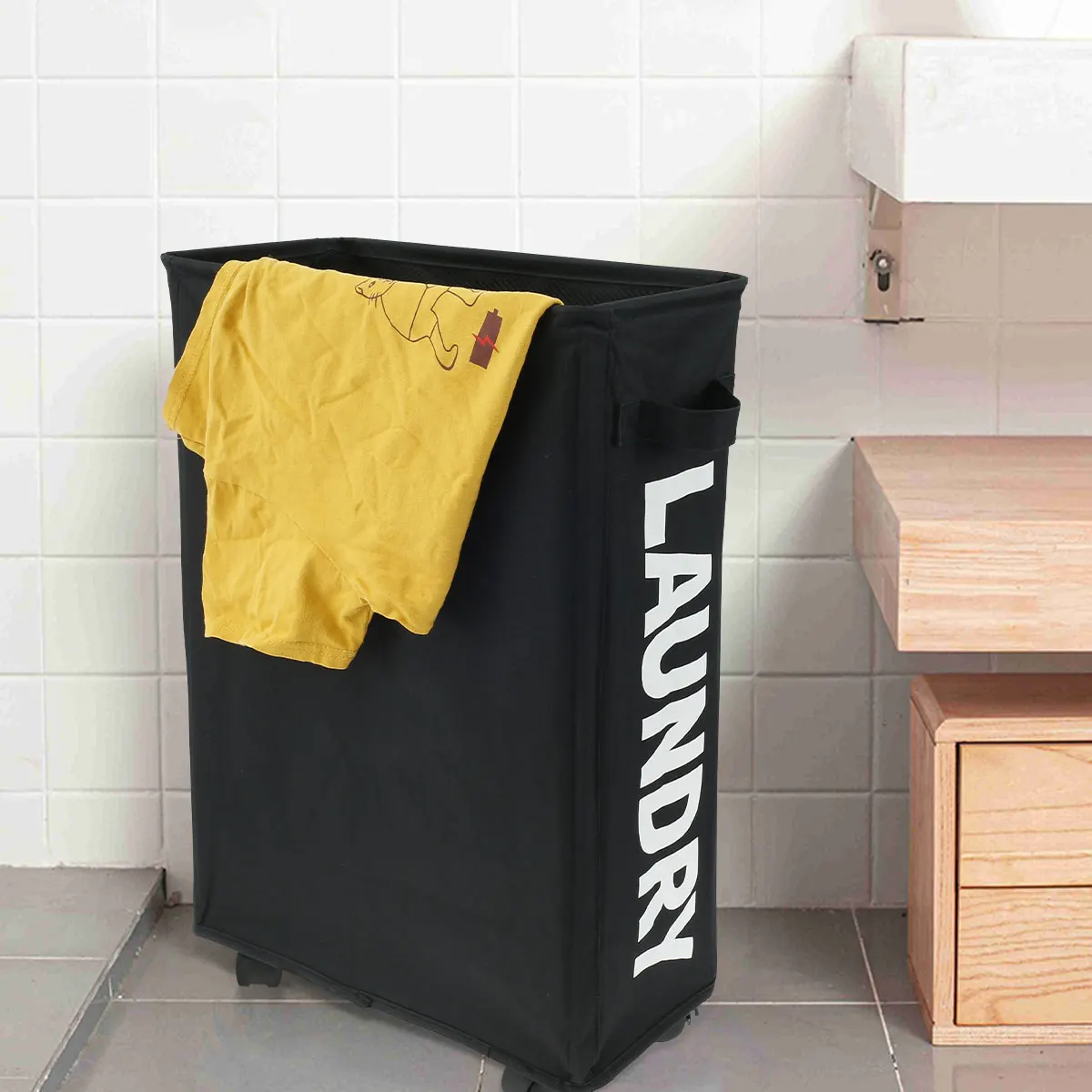 

New Dirty Clothes Basket Household Rolling Laundry Basket With Wheels Foldable Laundry Basket Waterproof Durable Laundry Bag