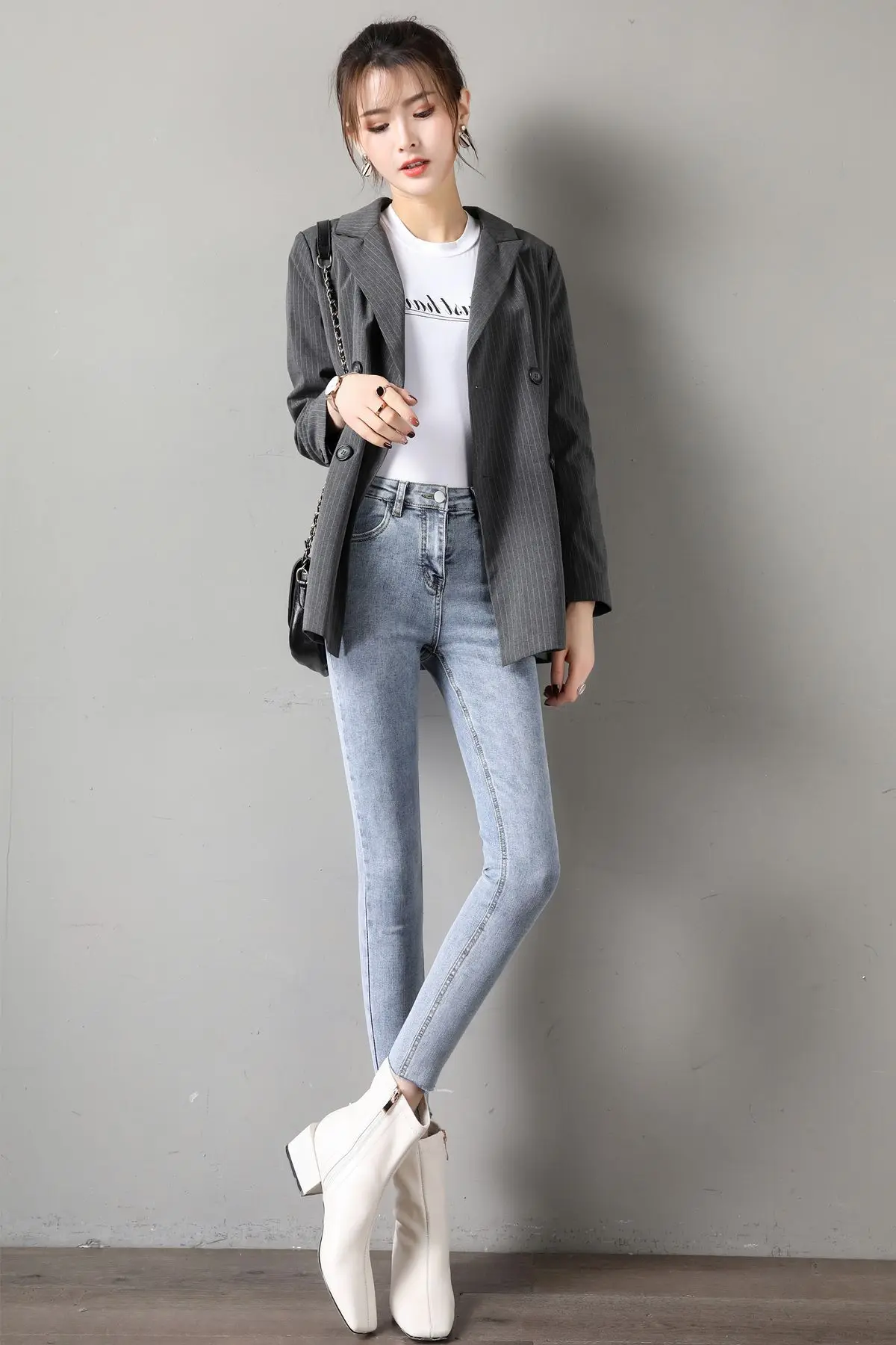 

Ladies High Waist Stitching S- 6xl 7xl 8xl Jeans Plus Size Softener Zipper Big Girl Blue Black Long Soft Loose Jeans Brand