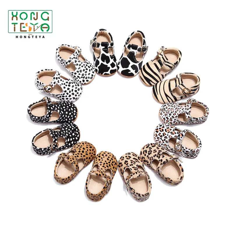 Детская обувь из натуральной кожи с леопардовым принтом для новорожденных Т