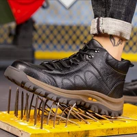 leather safety shoes men indestructible work sneakers steel toe shoes anti smashin work shoes safety boots men shoes footwear