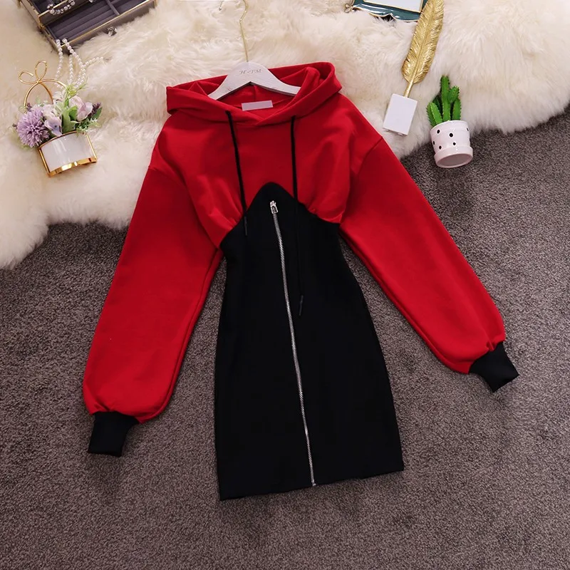 Осенне зимнее винтажное женское платье 2019 посылка платья с капюшоном и длинным